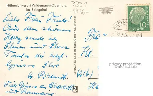 AK / Ansichtskarte Wildemann Im Spiegeltal Wildemann