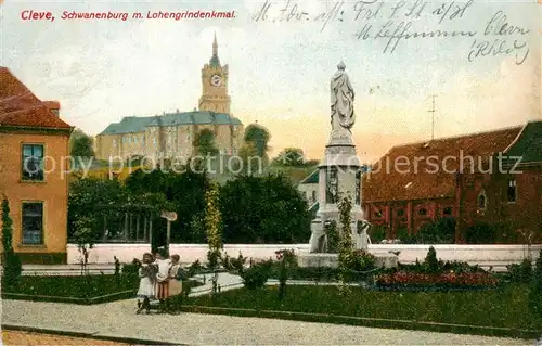 AK / Ansichtskarte Cleve_Kleve_Bad Schwanenburg mit Lohengrin Denkmal 