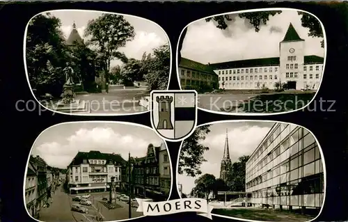 AK / Ansichtskarte Moers_Moers Stadtpark Schule Kirche Marktplatz 