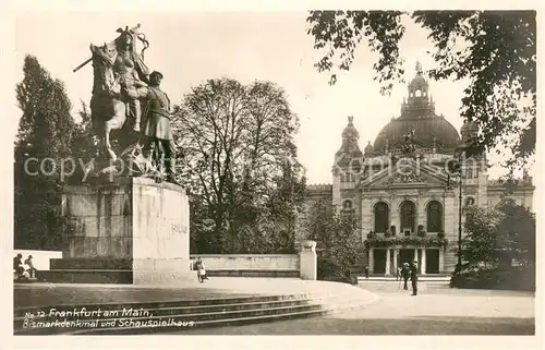 AK / Ansichtskarte Frankfurt_Main Bismarckdenkmal und Schauspielhaus Frankfurt Main