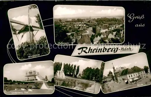 AK / Ansichtskarte Rheinberg Windmuehle Panorama Underberg Bad Stadtpark Markt Rheinberg