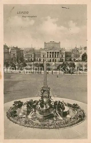 AK / Ansichtskarte Leipzig Augustusplatz Brunnen Theater Feldpost Leipzig