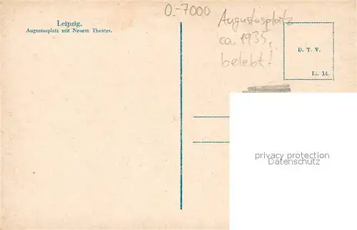 AK / Ansichtskarte Leipzig Augustusplatz mit neuem Theater Leipzig
