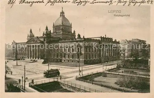 AK / Ansichtskarte Leipzig Reichsgericht Strassenbahn Feldpost Leipzig