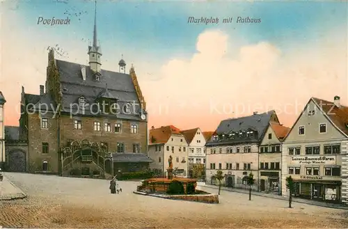 AK / Ansichtskarte Poessneck Marktplatz mit Rathaus Poessneck