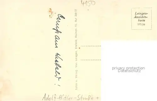 AK / Ansichtskarte Krefeld_Rhein Stadtwald Adolf Hitler Strasse Friedrichsplatz Ostwall Adolf Hitler Bruecke Bismarckplatz Jugendherberge 