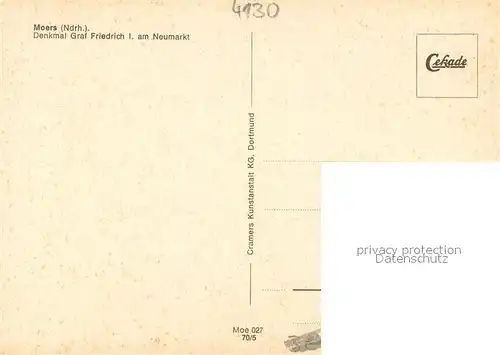 AK / Ansichtskarte Moers_Moers Denkmal Graf Friedrich I am Neumarkt 