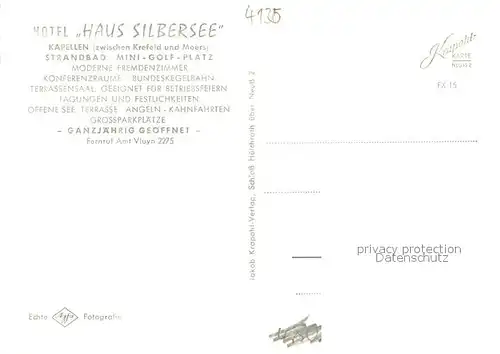 AK / Ansichtskarte Kapellen_Geldern Hotel Haus Silbersee Strandbad Minigolfplatz Details Kapellen_Geldern