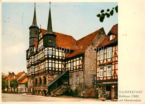 AK / Ansichtskarte Duderstadt Rathaus mit Mariensaeule Duderstadt