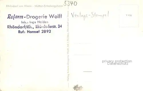 AK / Ansichtskarte Rhoendorf Muetter Erholungsheim Reform Drogerie Wolff Rhoendorf