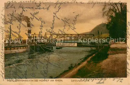 AK / Ansichtskarte Grafenwerth Landungsbruecke Grafenwerth
