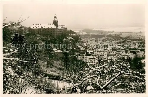 AK / Ansichtskarte Rudolstadt Stadtpanorama mit Schloss im Winter Rudolstadt