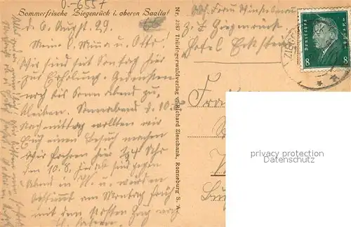 AK / Ansichtskarte Ziegenrueck Uferpartie an der Saale Sommerfrische Ziegenrueck