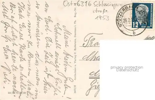 AK / Ansichtskarte Stuetzerbach Teilansicht Kneippkurort Schleusingerstrasse Stuetzerbach