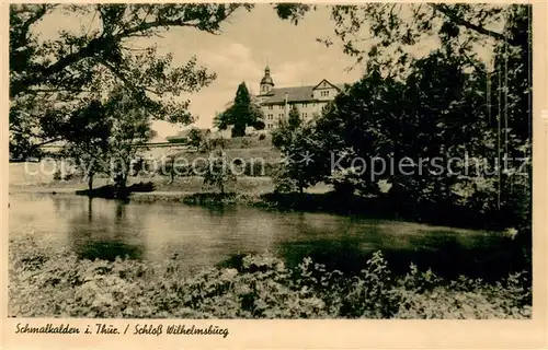 AK / Ansichtskarte Schmalkalden Schloss Wilhelmsburg Uferpartie am Wasser Schmalkalden