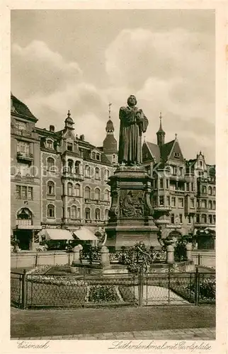 AK / Ansichtskarte Eisenach_Thueringen Lutherdenkmal und Carlsplatz Kupfertiefdruck Eisenach Thueringen