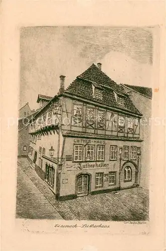 AK / Ansichtskarte Eisenach_Thueringen Lutherhaus Original Radierung Handpressen Kupferdruck Kuenstlerkarte Eisenach Thueringen