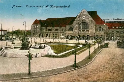 AK / Ansichtskarte Aachen Hauptbahnhof mit Kriegerdenkmal Aachen