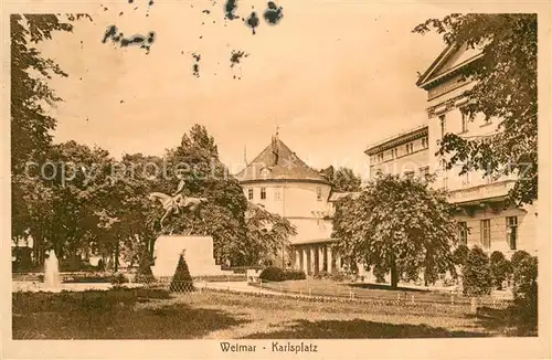 AK / Ansichtskarte Weimar__Thueringen Karlsplatz Reiterstandbild Denkmal 