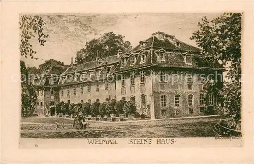 AK / Ansichtskarte Weimar__Thueringen Stein s Haus Radierung von Carl Jander Kuenstlerkarte Handpressen Kupferdruck 