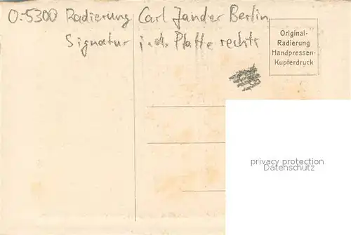 AK / Ansichtskarte Weimar__Thueringen Goethe s Arbeitszimmer Radierung von Carl Jander Signatur Kuenstlerkarte Handpressen Kupferdruck 