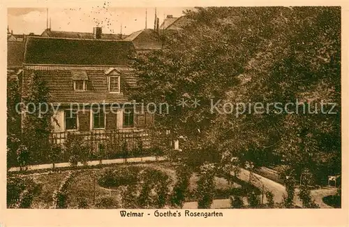AK / Ansichtskarte Weimar__Thueringen Goethe s Rosengarten Radierung von Carl Jander Kuenstlerkarte Handpressen Kupferdruck 