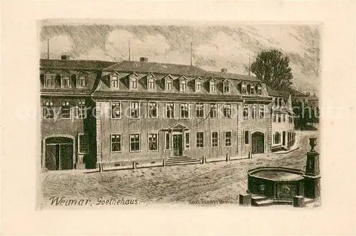 AK / Ansichtskarte Weimar__Thueringen Goethehaus Radierung von Carl Jander Signatur Kuenstlerkarte Handpressen Kupferdruck 