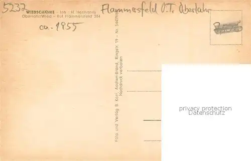 AK / Ansichtskarte Oberlahr_Westerwald Gaststaette Restaurant Wiedschaenke Oberlahr_Westerwald