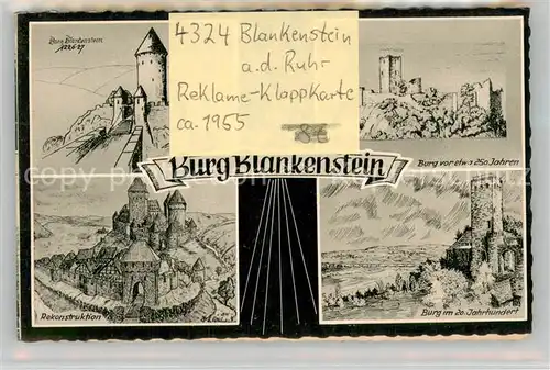 AK / Ansichtskarte Blankenstein_Ruhr Ansichten Burg Blankenstein in verschiedenen Jahrhunderten Reklame Blankenstein_Ruhr