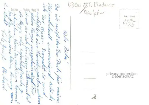 AK / Ansichtskarte Essen_Ruhr Villa Huegel Park Pferdestatue Essen_Ruhr