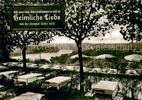 AK / Ansichtskarte Bredeney Cafe Restaurant Heimliche Liebe Terrasse Fernsicht Baldeneysee Bredeney