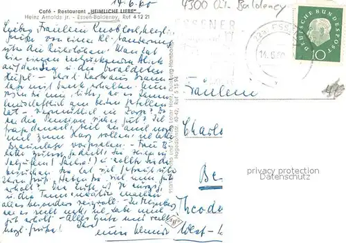 AK / Ansichtskarte Bredeney Cafe Restaurant Heimliche Liebe Terrasse Fernsicht Baldeneysee Bredeney