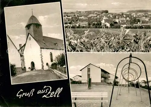 AK / Ansichtskarte Zell_Alsfeld Kirche Kinderspielplatz Panorama Zell Alsfeld
