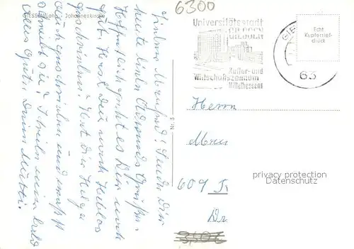 AK / Ansichtskarte Giessen_Lahn Johanneskirche Giessen_Lahn