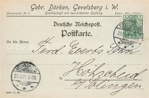 AK / Ansichtskarte Gevelsberg Bestell Postkarte der Gebr Doerken GmbH Gevelsberg