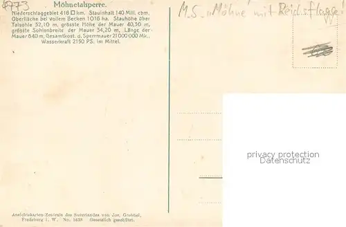 AK / Ansichtskarte Koerbecke_Moehnesee Moehnetalsperre Staumauer und MS Moehne Koerbecke Moehnesee