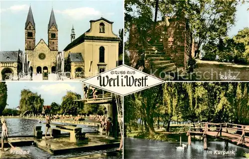 AK / Ansichtskarte Werl_Westfalen Basilica Ruine Freibad Im Kurpark Werl_Westfalen