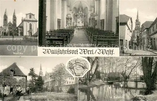 AK / Ansichtskarte Werl_Westfalen Alte Wallfahrtskirche Basilika Pfarrkirche Pfarrhof Im Kurpark Werl_Westfalen