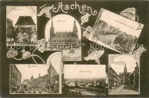 AK / Ansichtskarte Aachen Jugendstil  Haptpost Rathaus Friedrich Wilhelm Platz Marienkirche Aachen