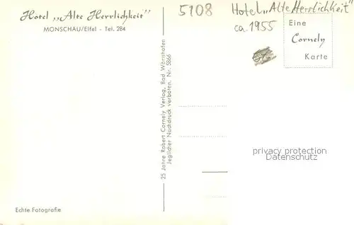 AK / Ansichtskarte Monschau Hotel "Alte Herrlichkeit" Monschau