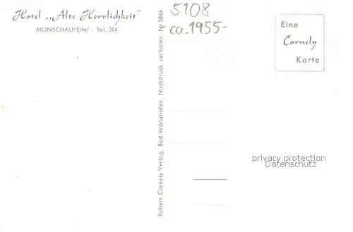AK / Ansichtskarte Monschau Hotel "Alte Herrlichkeit" Eifel Monschau