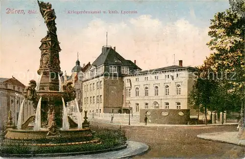 AK / Ansichtskarte Dueren_Rheinland Kriegerdenkmal und kath.Lyceum Dueren_Rheinland