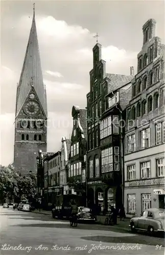 AK / Ansichtskarte Lueneburg Johanniskirche rechts "Henne s Hotel und Gaststaette" Lueneburg