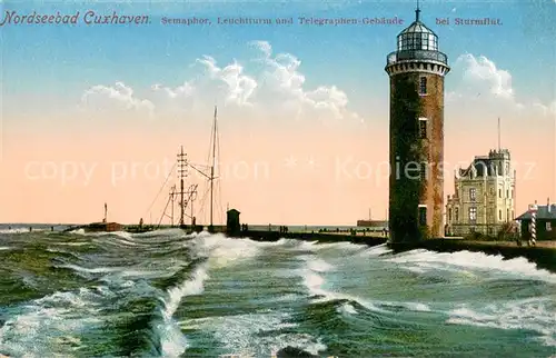 AK / Ansichtskarte Cuxhaven_Duhnen_Nordseebad Semaphor Leuchtturm und Telegraphen  Gebaeude Cuxhaven_Duhnen