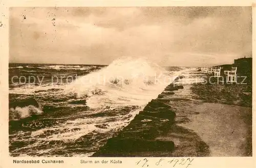 AK / Ansichtskarte Cuxhaven_Duhnen_Nordseebad Sturm an der Kueste Cuxhaven_Duhnen