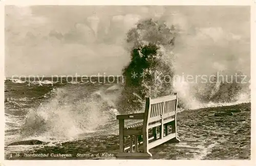 AK / Ansichtskarte Cuxhaven_Duhnen_Nordseebad Sturm an der Kueste  Cuxhaven_Duhnen