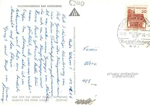 AK / Ansichtskarte Bad_Godesberg Jugendherberge Bad_Godesberg