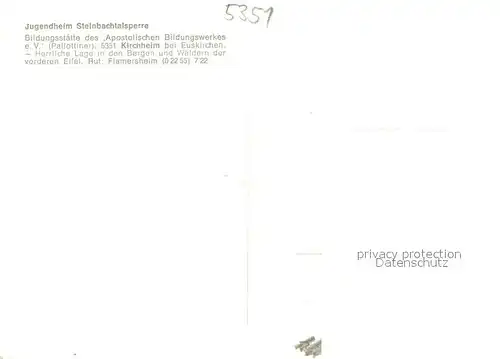 AK / Ansichtskarte Kirchheim_Euskirchen Jugendheim Steinbachtalsperre Kirchheim Euskirchen