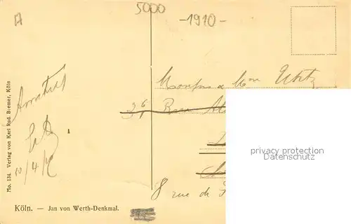 AK / Ansichtskarte Koeln_Rhein Jan von Werth Denkmal Koeln_Rhein