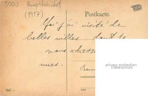 AK / Ansichtskarte Koeln_Rhein Hauptbahnhof Koeln_Rhein